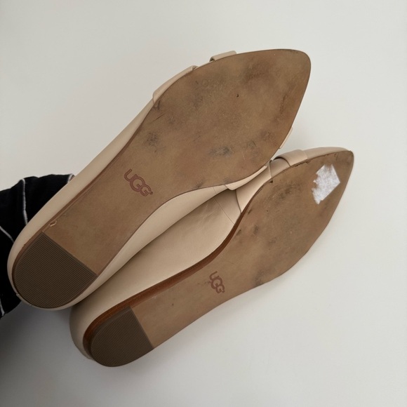 UGG Womens Leather Flats Beige Pointed Toe Loafers Snakeskin Detail Size 8 Work - Picture 5 of 7